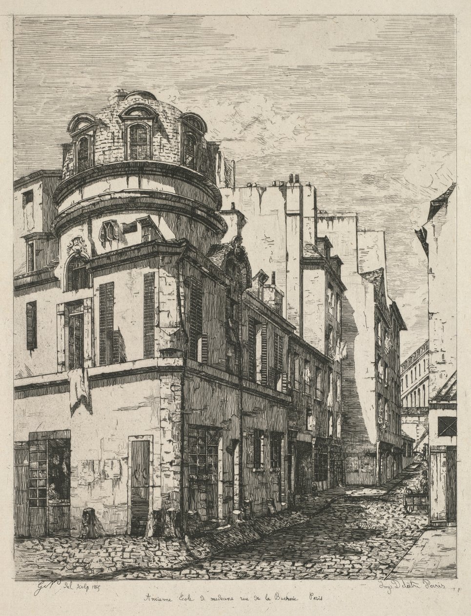 Raderinger af det gamle Paris: Tidligere lægeskole, rue de la Bucherie af Gabrielle Marie Niel