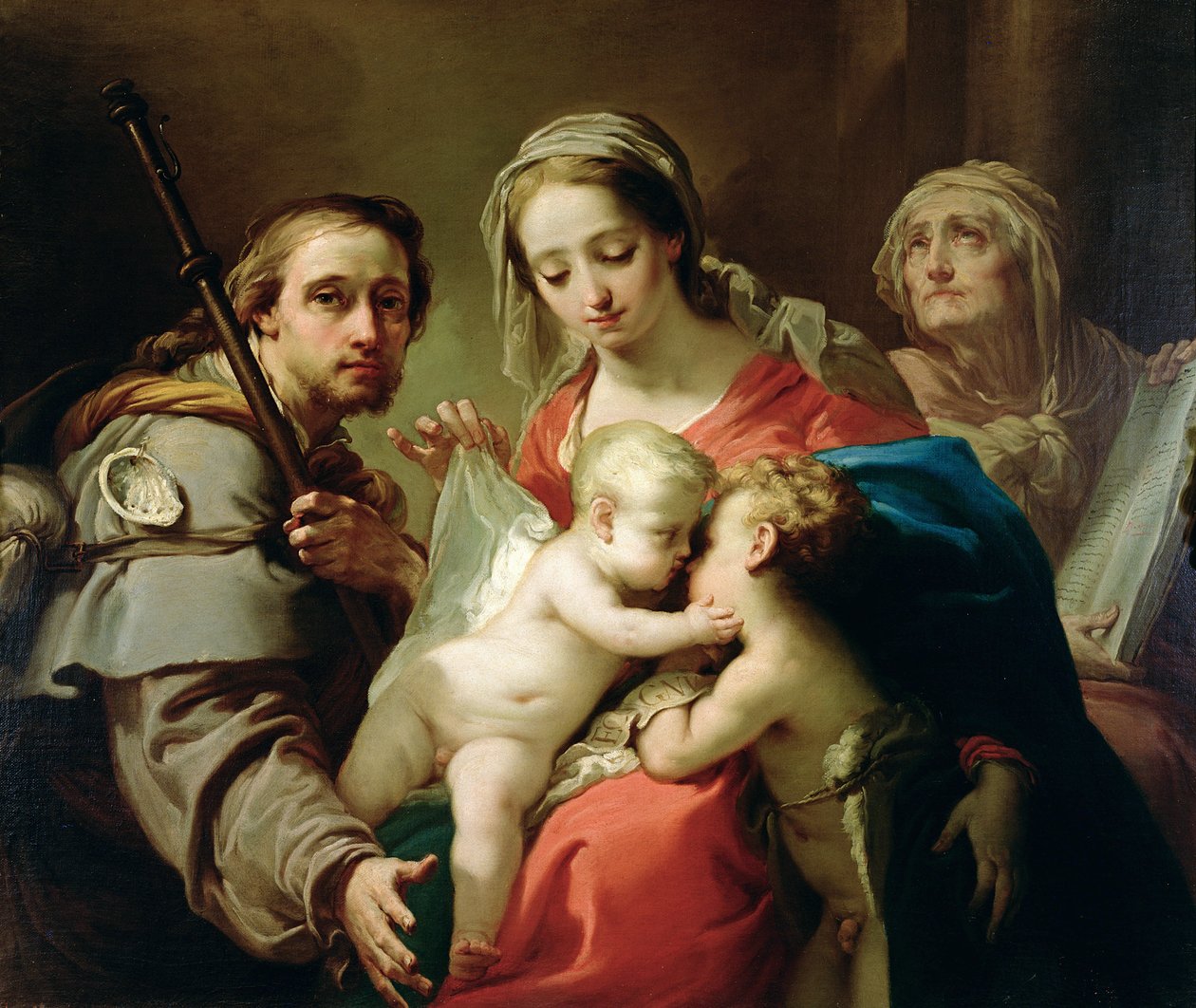 Madonna og barn med de hellige Johannes, Anna og Rocco, ca. 1785 (se 241258 for detaljer) af Gaetano Gandolfi