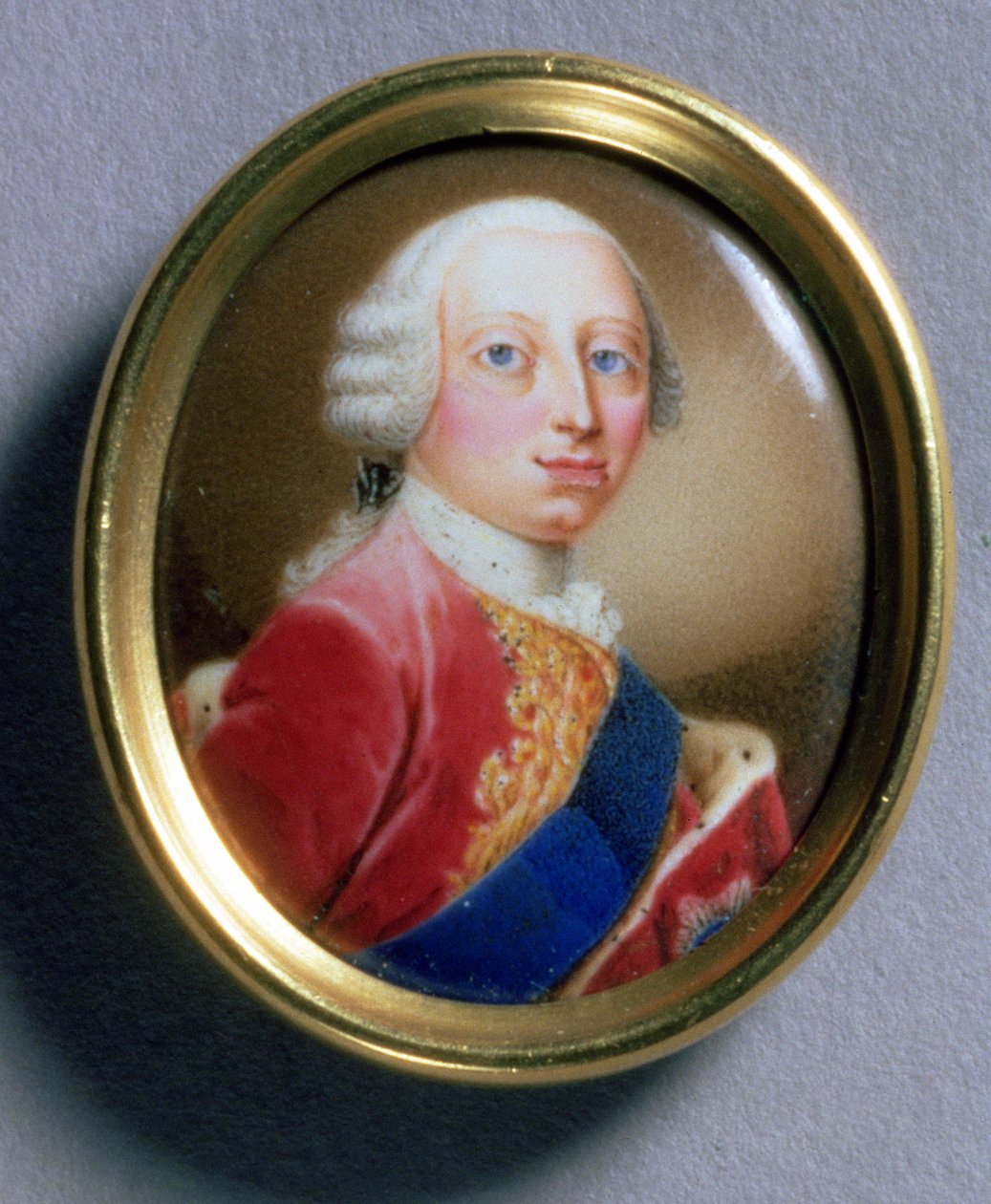 Portrætminiature af Frederik Ludvig, prins af Wales, 1755 (wc på emalje på guld) 88;Frederik Ludvig, prins af Wales (1707-51); af Gaetano Manini