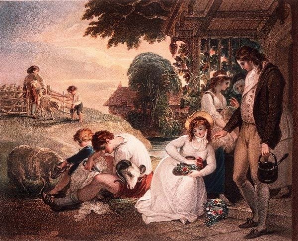 Landlig scene (print fra maleri af W.Hamilton) af Gaetano Stefano Bartolozzi