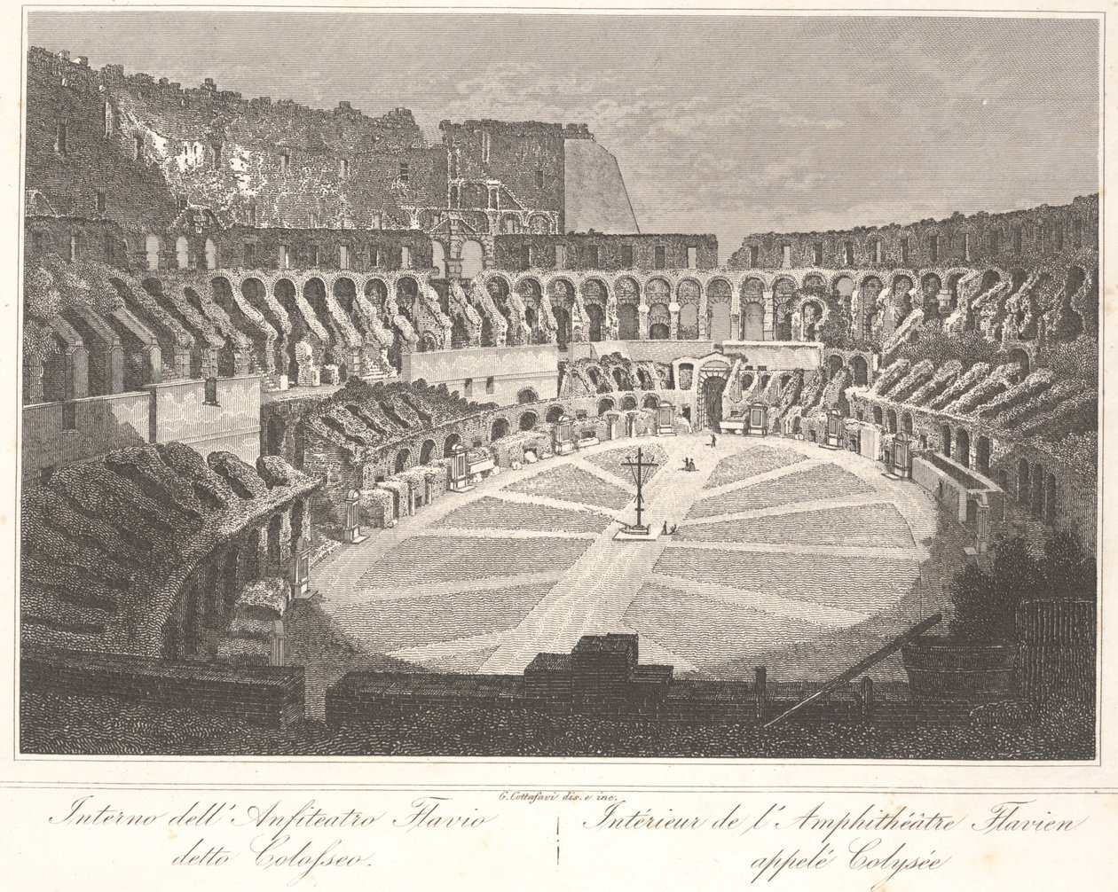 Inde i det flaviske amfiteater kaldet Colosseum af Gaetano Cottafavi