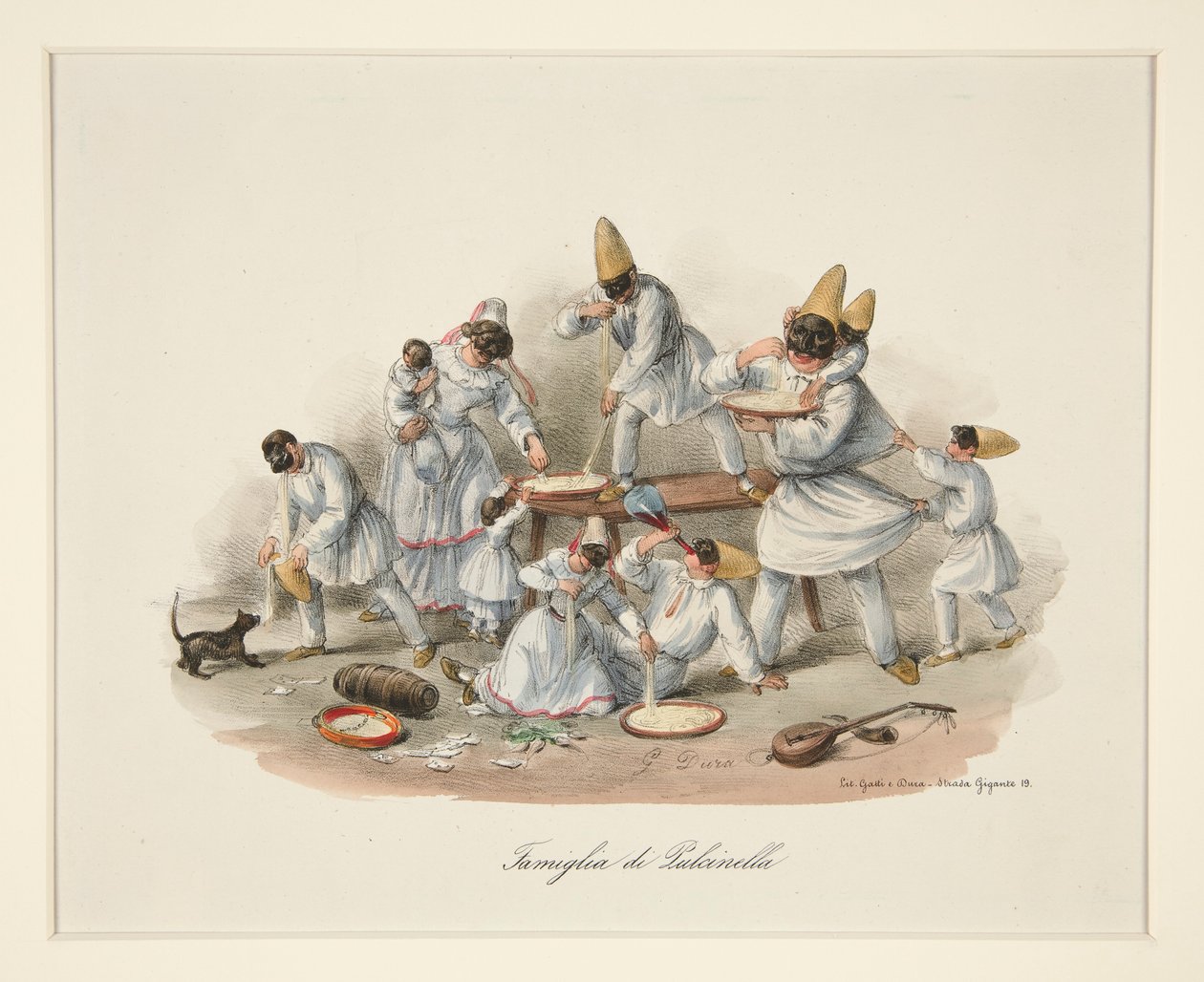 Pulcinella familie af Gaetano Dura