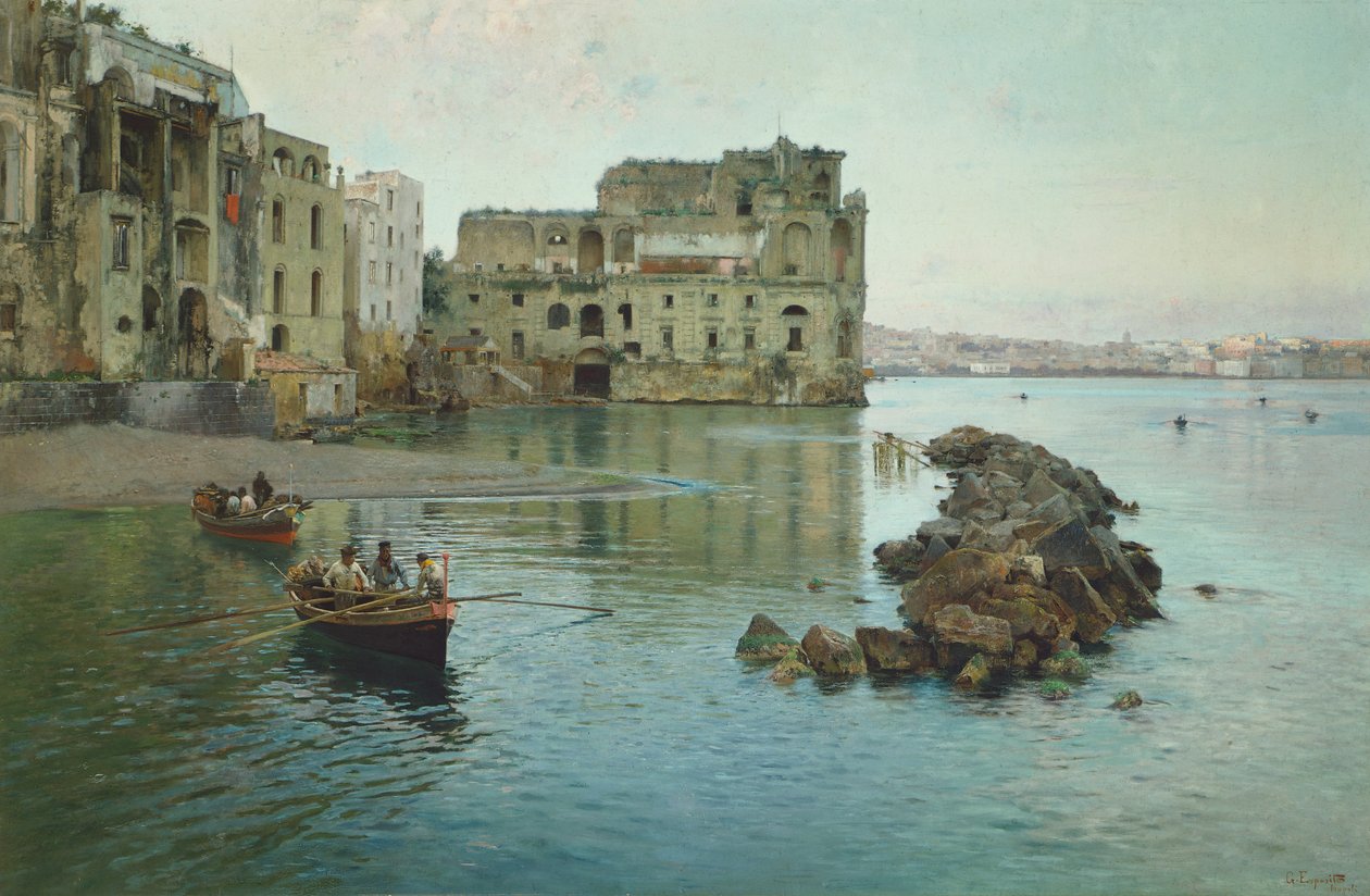 Marina nær palazzo Donn Anna i Napoli af Gaetano Esposito