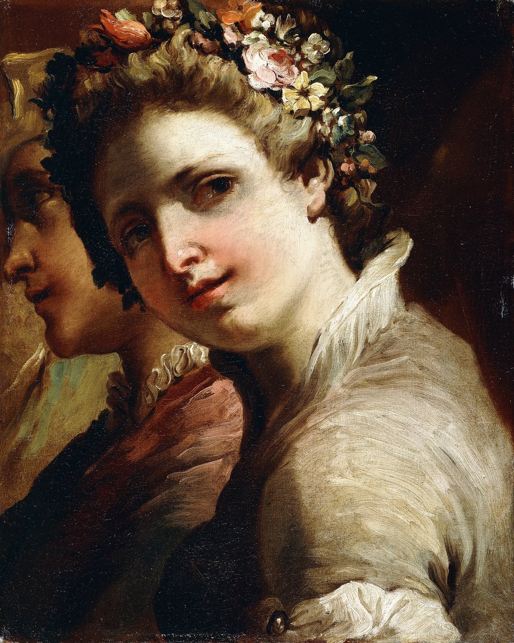 Studier af hoveder af en ung mand og pige, af Gaetano Gandolfi