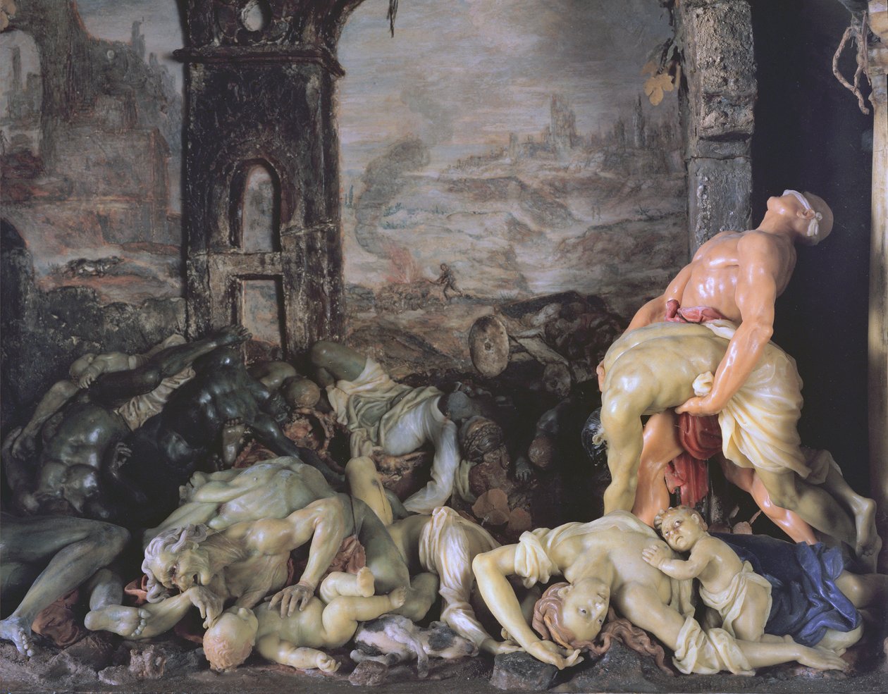 The Plague, 1691-94 voksdetalje af 309482 af Gaetano Giulio Zumbo
