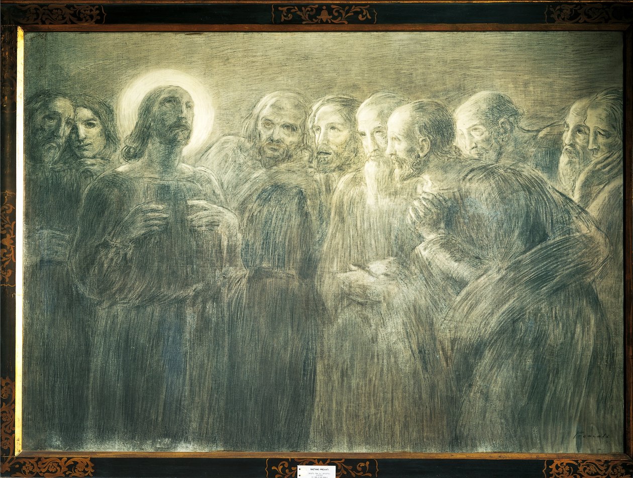Kristus blandt apostlene, af Gaetano Previati (1852-1920), kul på lærred af Gaetano Previati