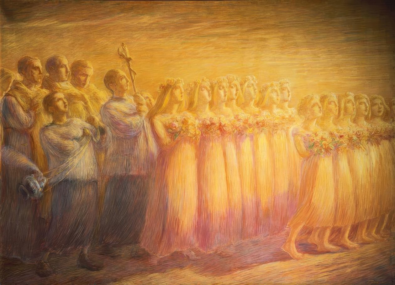 Begravelse af en jomfru, af Gaetano Previati