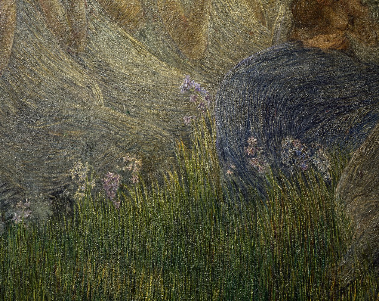 Græs og blomster, detaljer fra The Maternity af Gaetano Previati