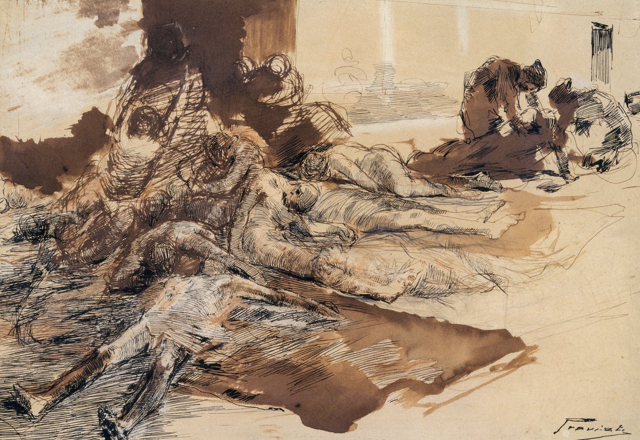 Studie af pest af Gaetano Previati