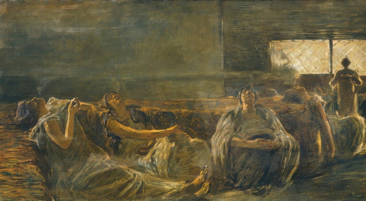 Opiumsrygerne, af Gaetano Previati (1852-1920). af Gaetano Previati