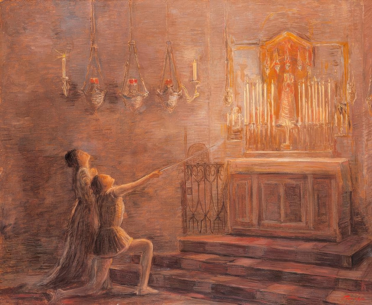 Ugo og Parisina i Loreto-kapellet af Gaetano Previati