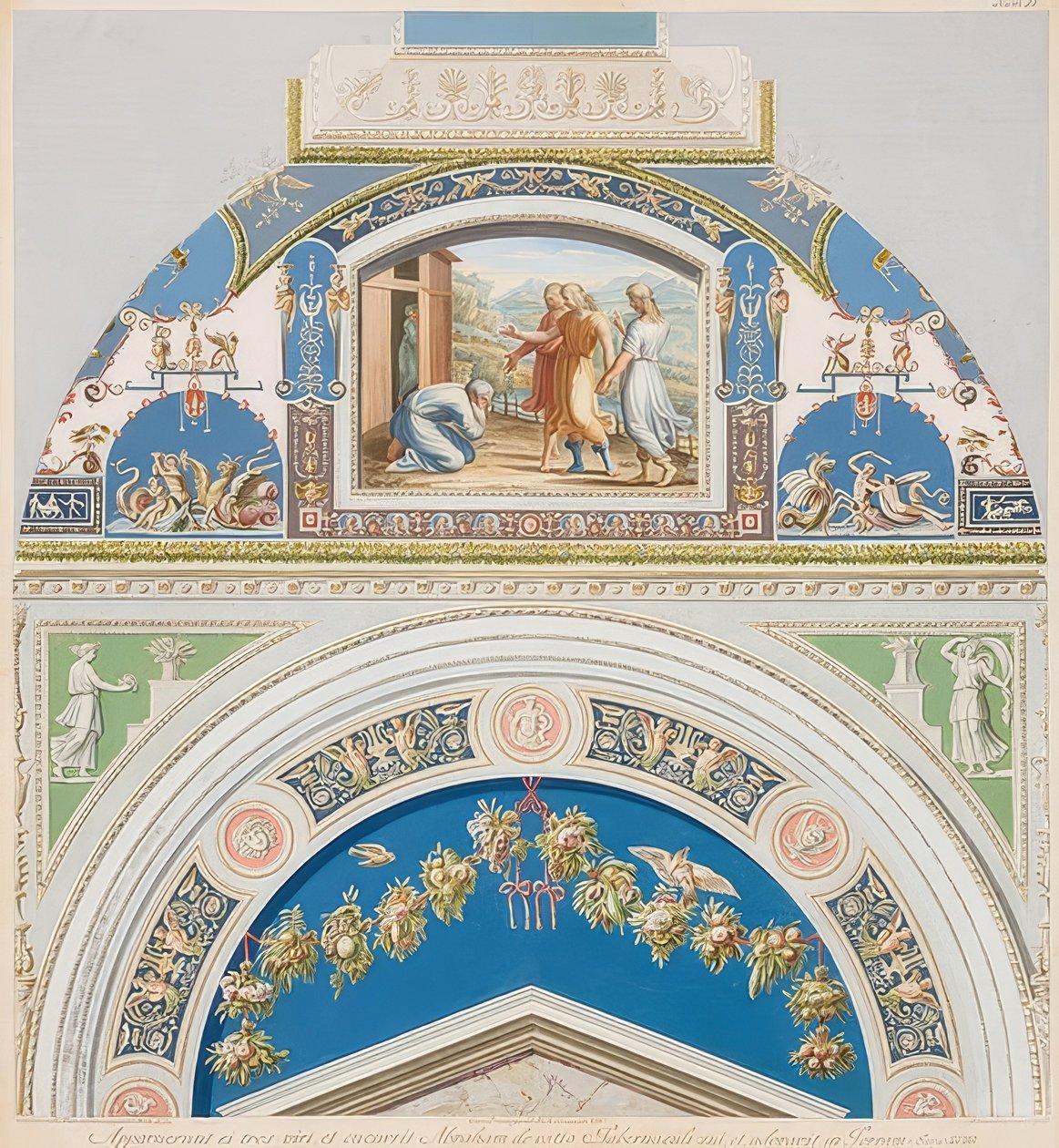 Bezel og hvælving med Abraham og de tre engle. 1774 af Gaetano Savorelli