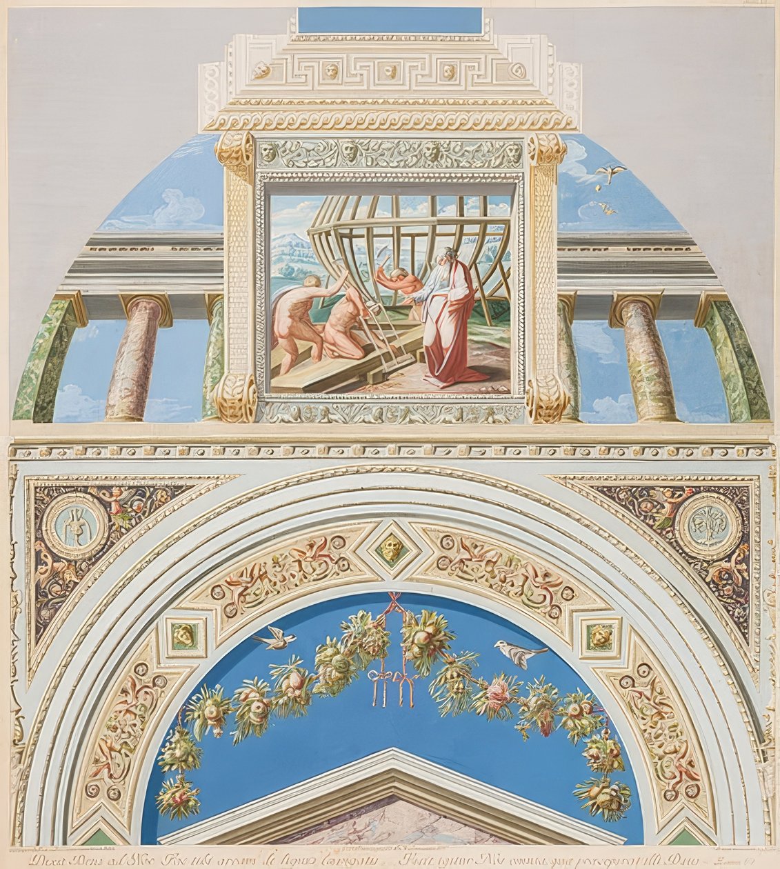 Lunet og hvælving med konstruktion af arken. 1774 af Gaetano Savorelli
