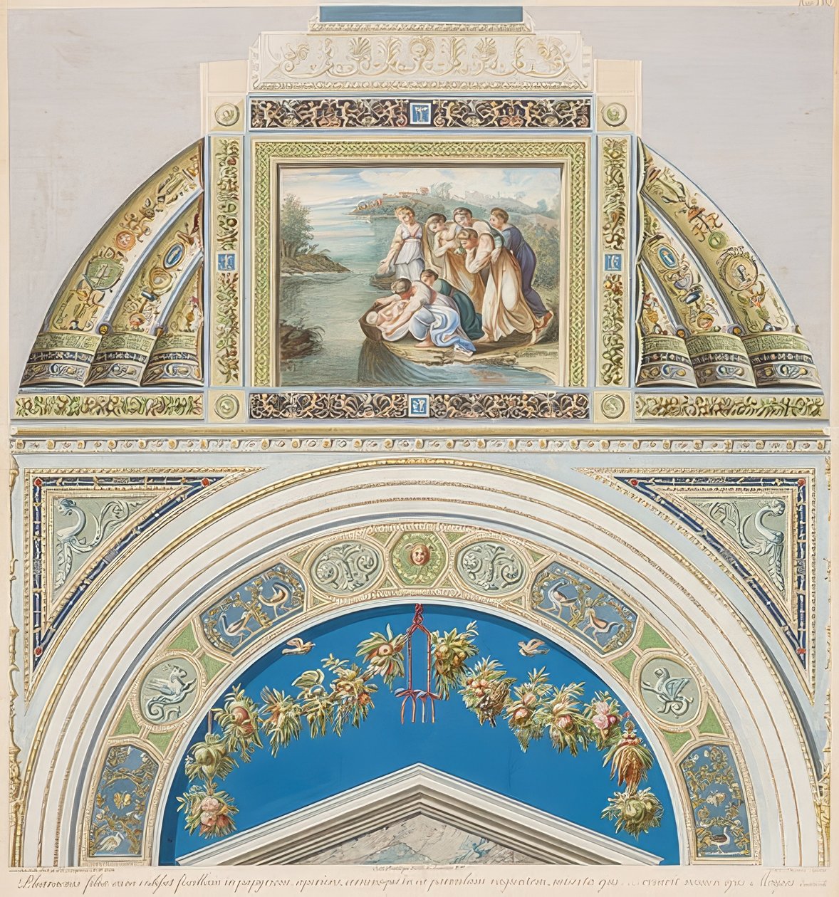 Bezel og hvælvingsområde med fundet af Moses. 1774 af Gaetano Savorelli