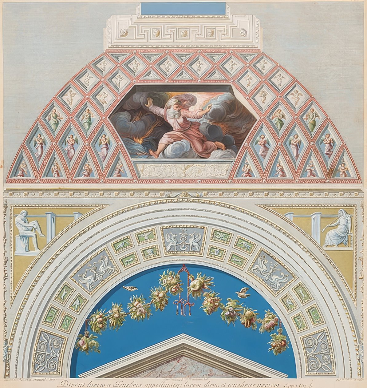 Lunetten og hvælvingen med Gud adskiller lys og mørke. 1774? af Gaetano Savorelli