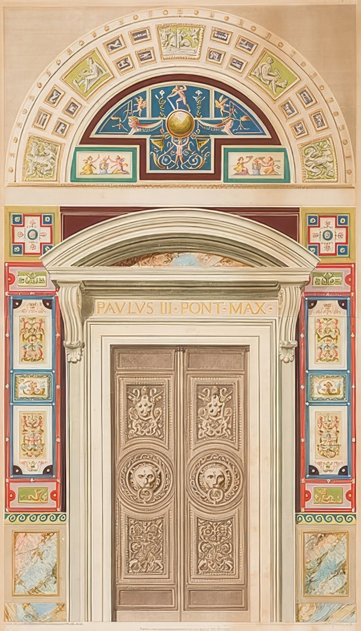 Dør, karm og lunette af Loggia I. af Gaetano Savorelli
