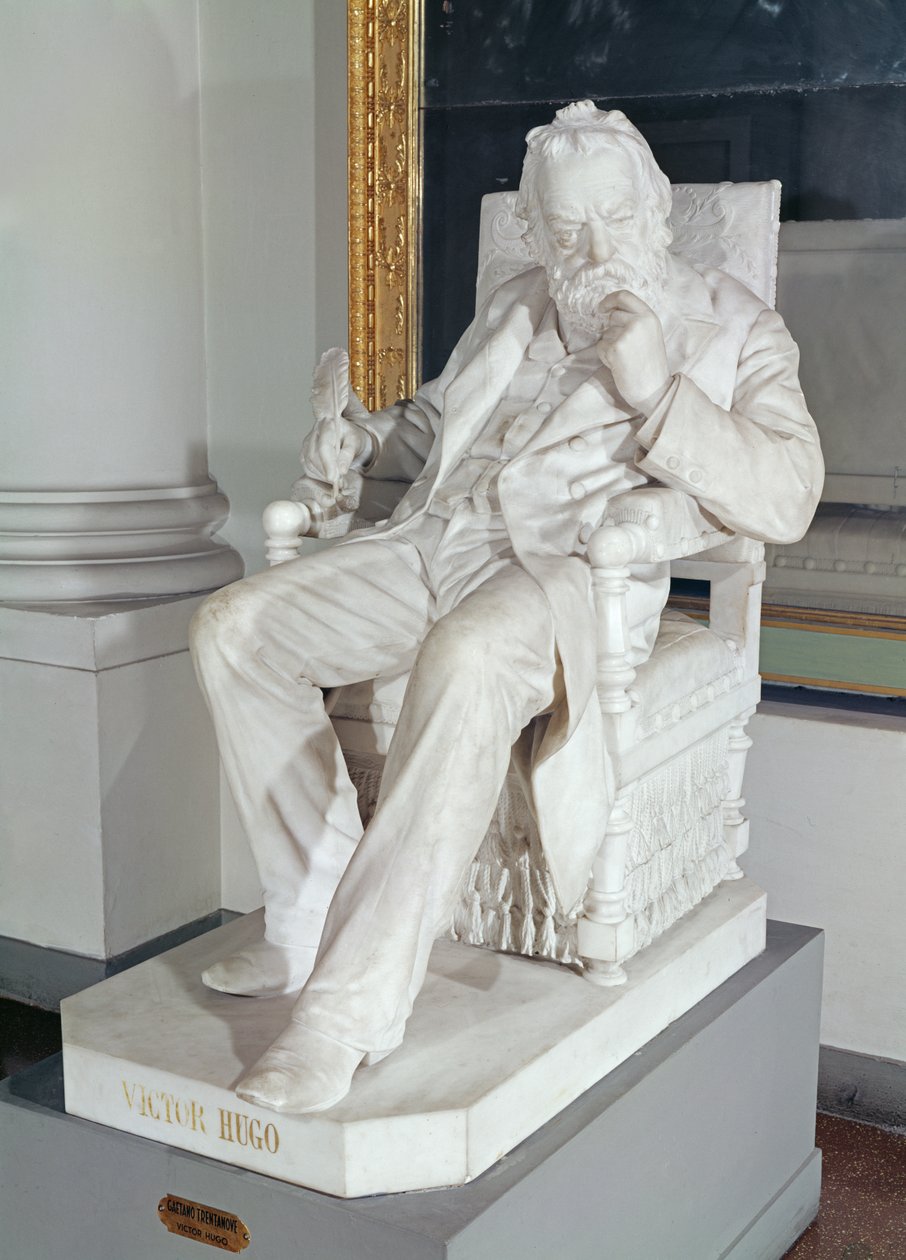 Siddende statue af Victor Hugo (1802-85) (marmor) af Gaetano Trentanove