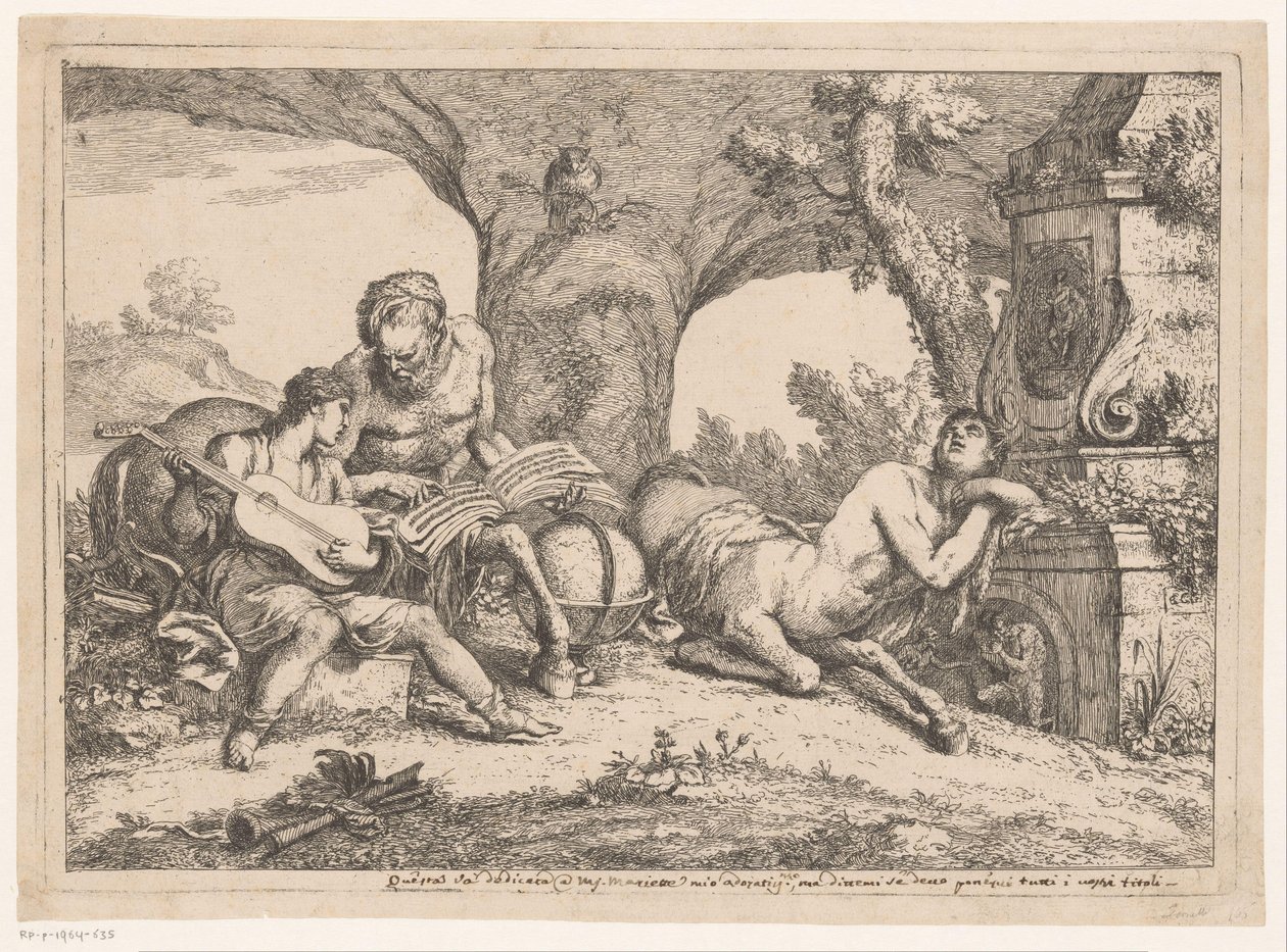 Achilleus undervist af Chiron Forskellige shows og lande (serietitel) Varii capricci e paesi (serietitel) af Gaetano Zompini (possibly)