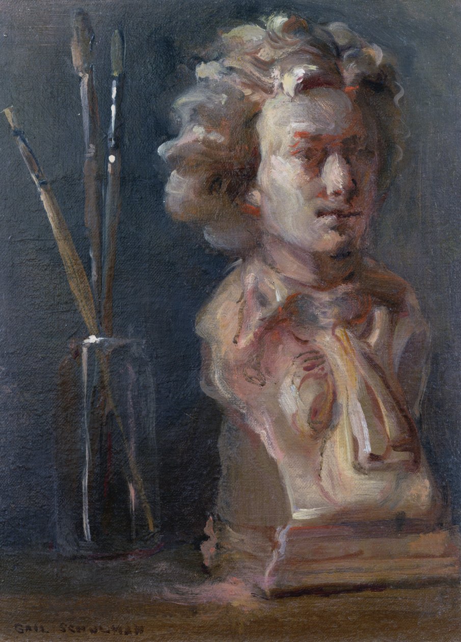 Buste af Beethoven (1770-1827) med pensler af Gail Schulman