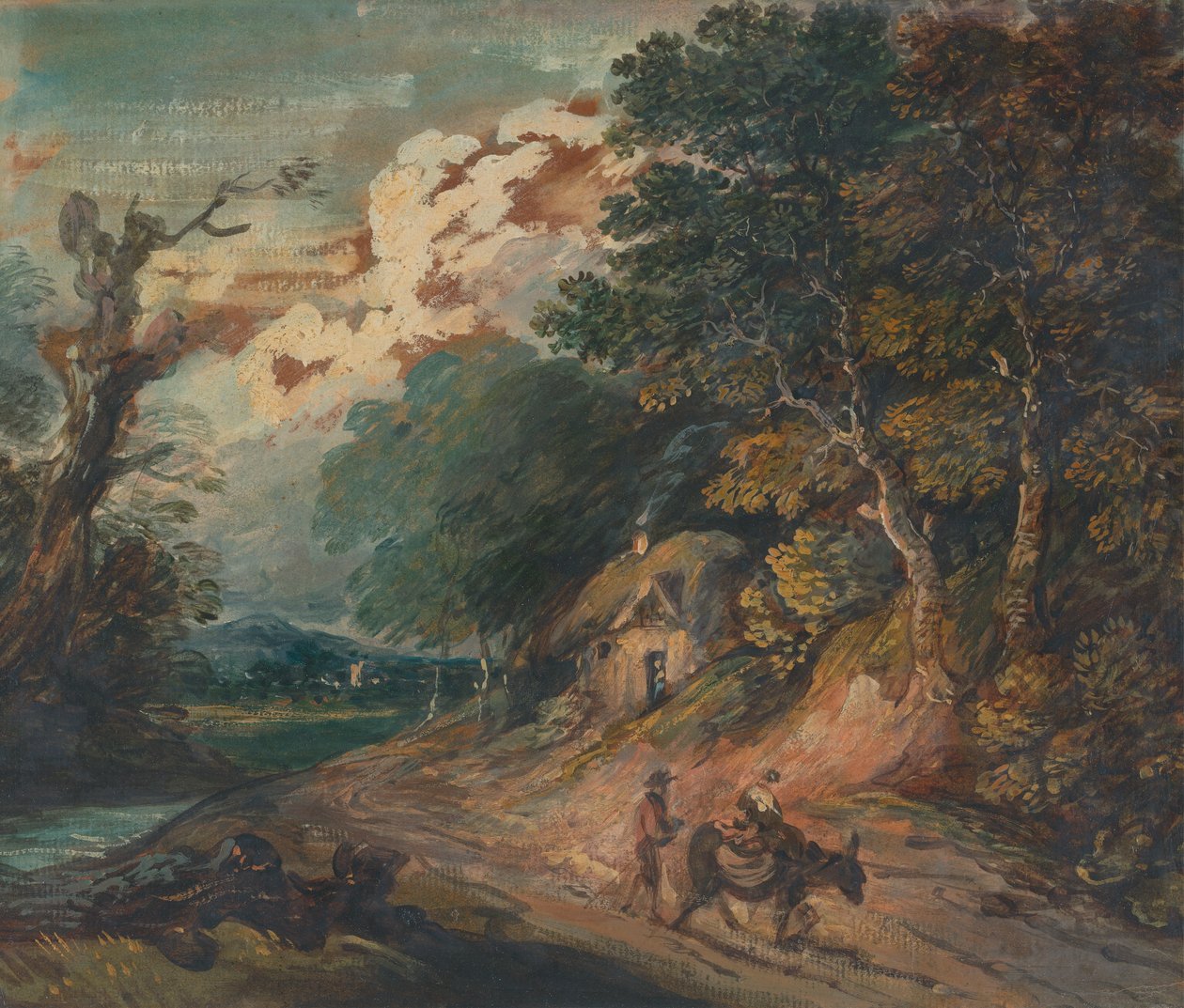 Landskab: Figur, der rider på et æsel af Gainsborough Dupont