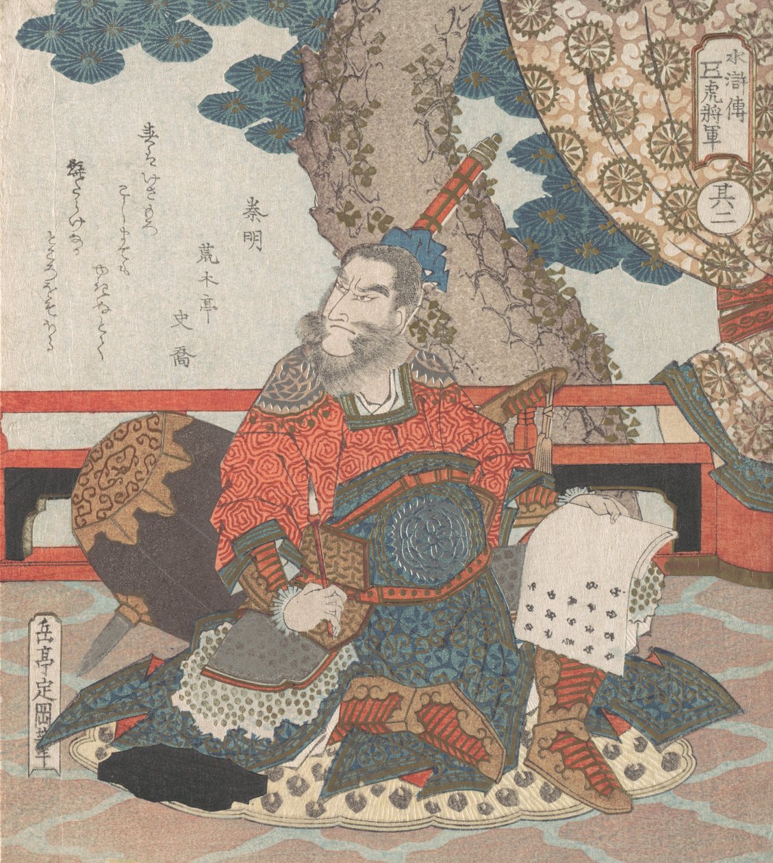 Kinesisk general tiger fra historien Suikoden, 1800-tallet. af Gakutei