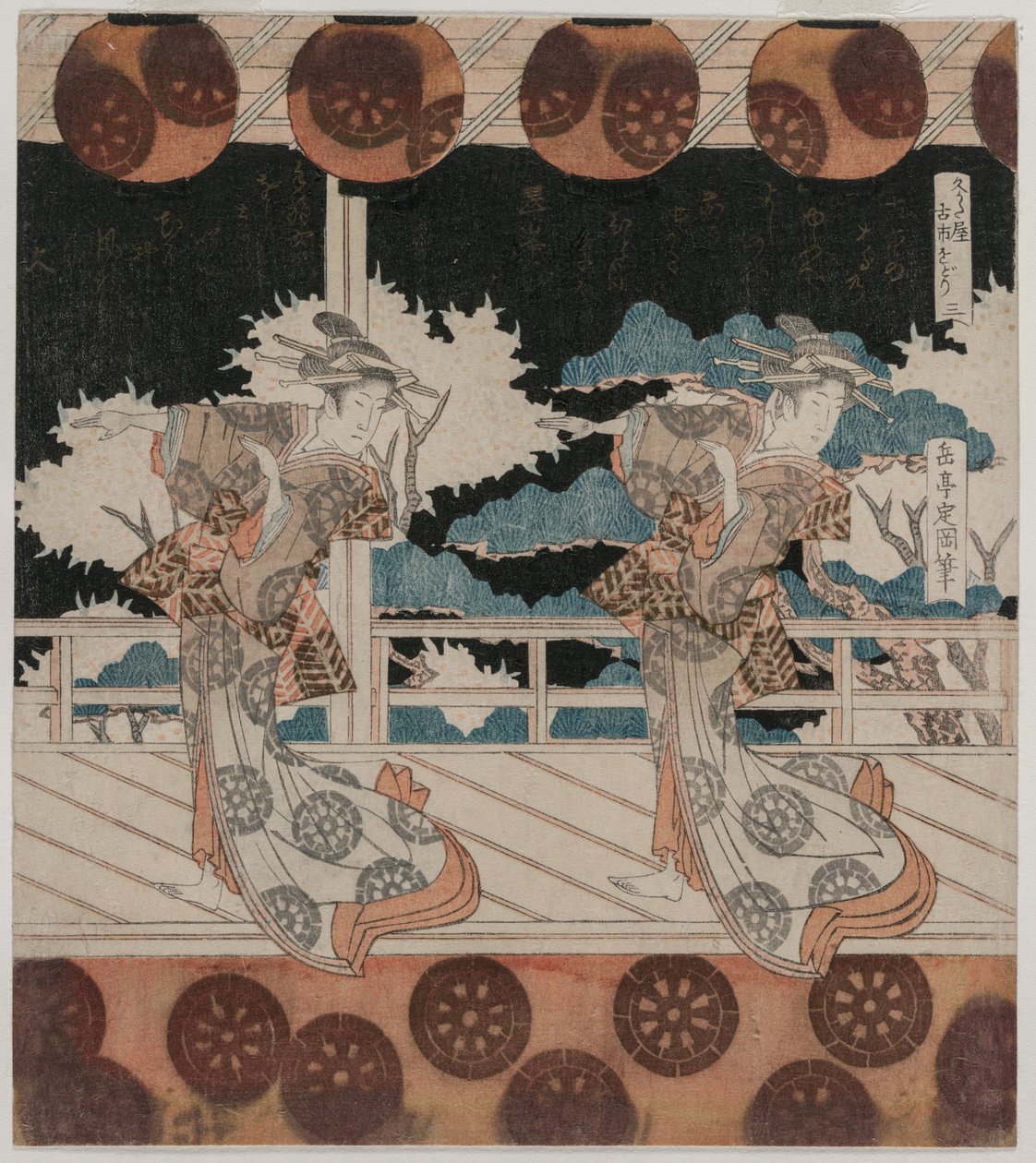 Dansen på Furuichi for Hisagataya-gruppen af Gakutei Harunobu