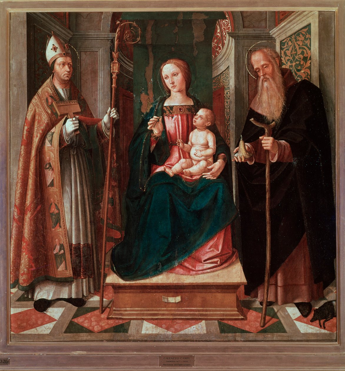 Madonna og barn mellem Sankt Biagio og Sankt Antonius abbed (maleri af Galeazzo Campi