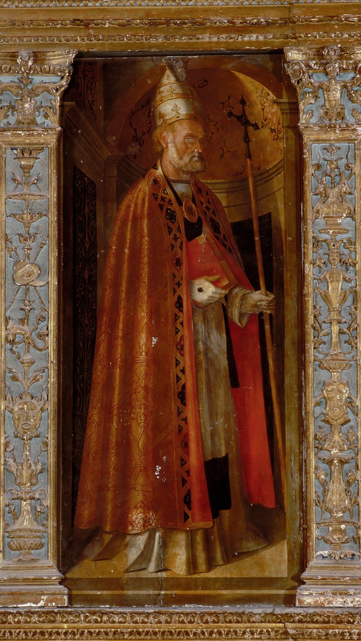 Fødselspolyptykon, sidepaneler med de hellige Peter, Paul, Clement og Magdelene, detalje af Sankt Clemens af Galeazzo and Aleni Tommaso fl.1505 15) Campi