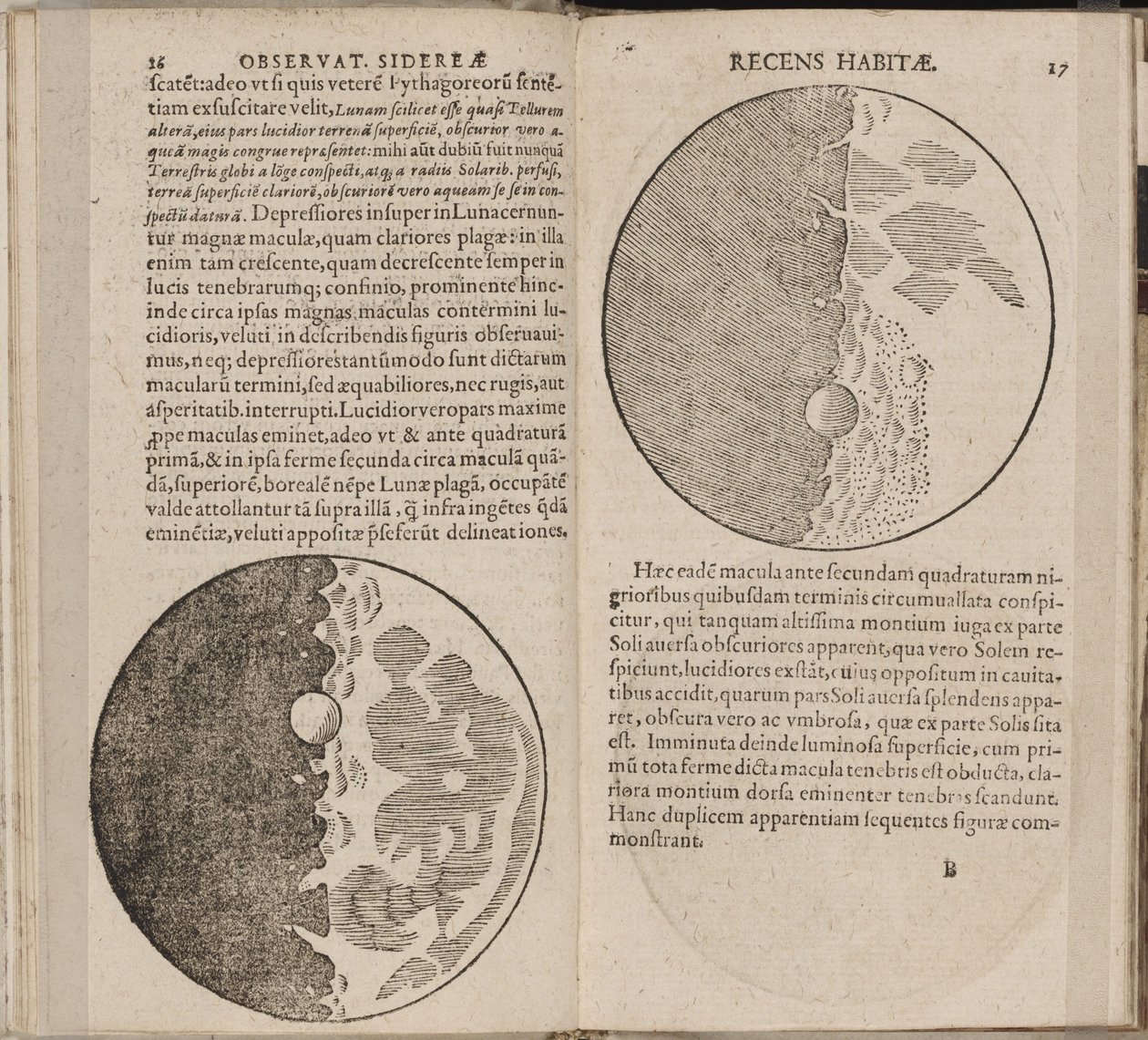 Blad af bog Sidereus Nuncius Sidereal Messenger af Galileo Galilei, 1610 af Galileo Galilei