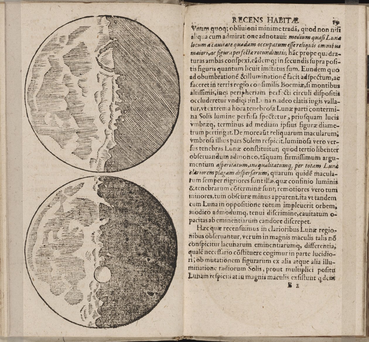 Blad af bog Sidereus Nuncius Sidereal Messenger af Galileo Galilei, 1610 af Galileo Galilei