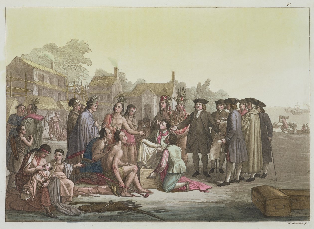 William Penn forhandlede traktaten, der førte til grundlæggelsen af Pennsylvania, fra 