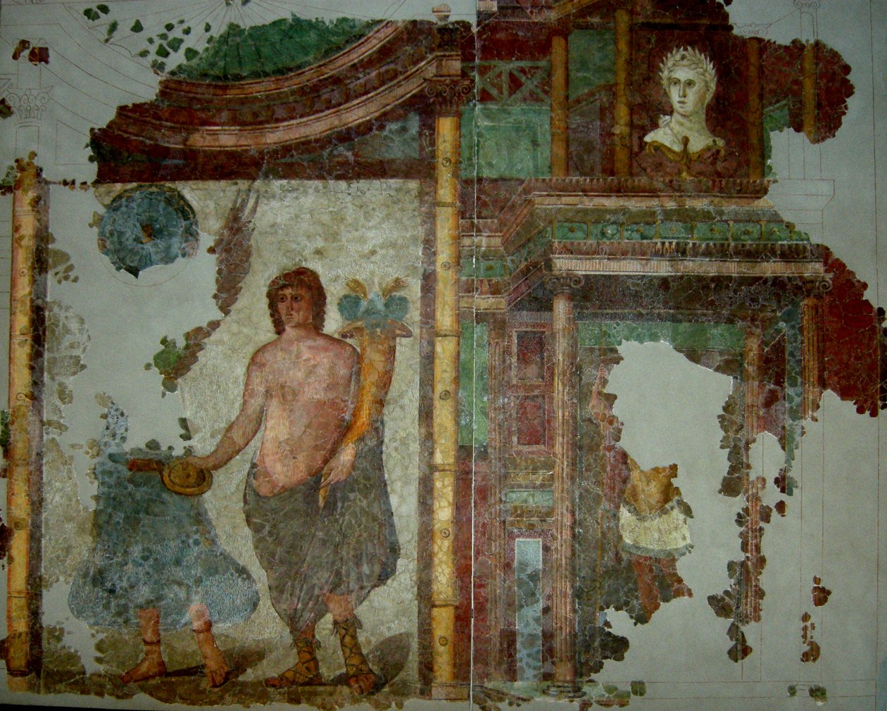 Vægmaleri fra en villa nær Narbonne, 1. - 3. århundrede e.Kr. (vægmaleri) af Gallo Roman