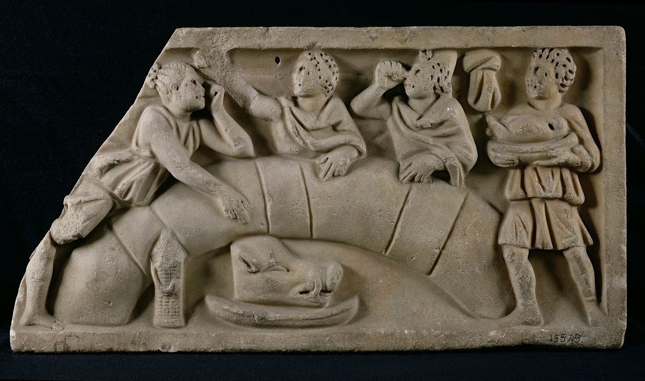 Relief, der viser et begravelsesmåltid af Gallo Roman