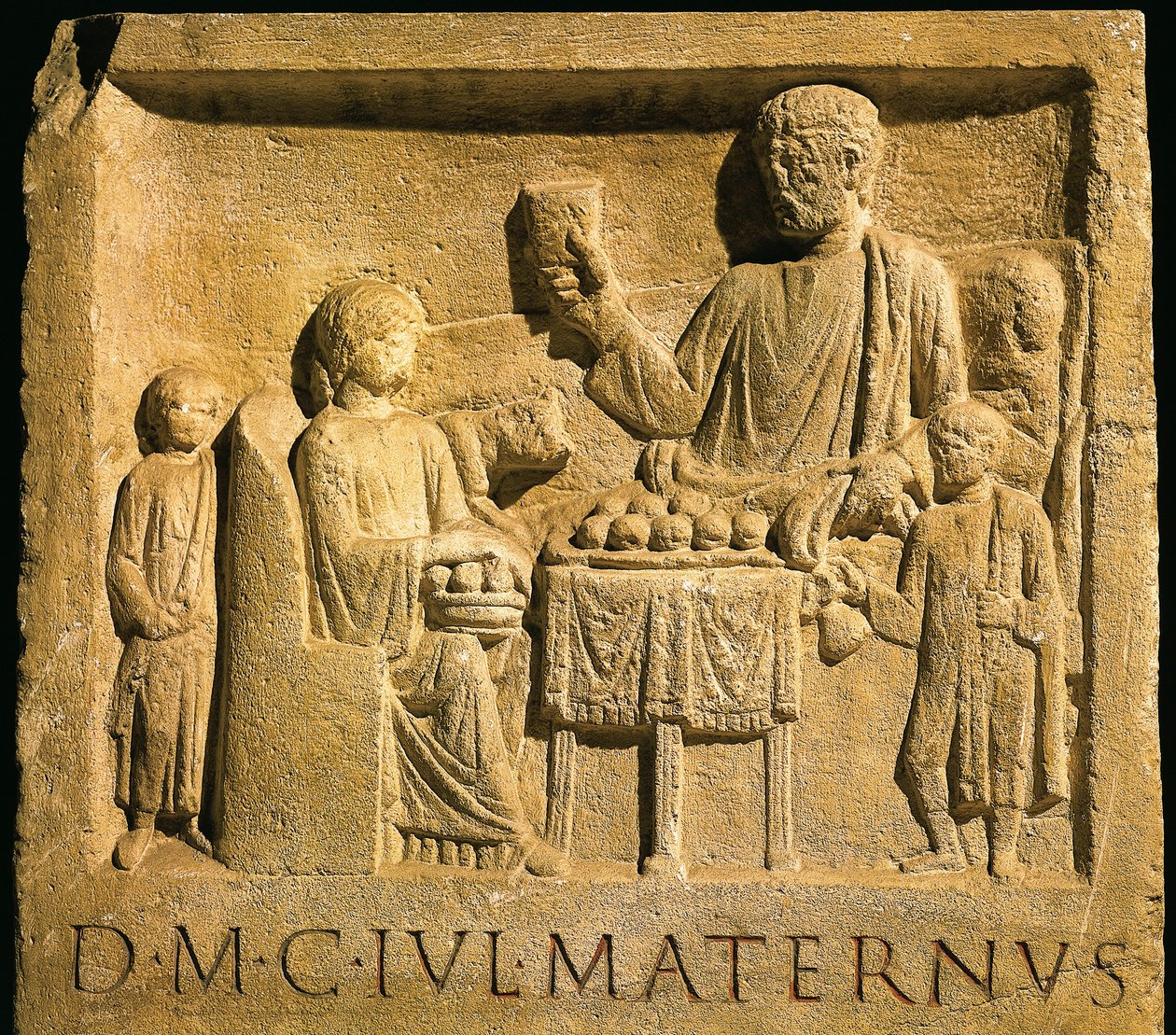 Relief portrætterer fest, romersk civilisation af Gallo Roman
