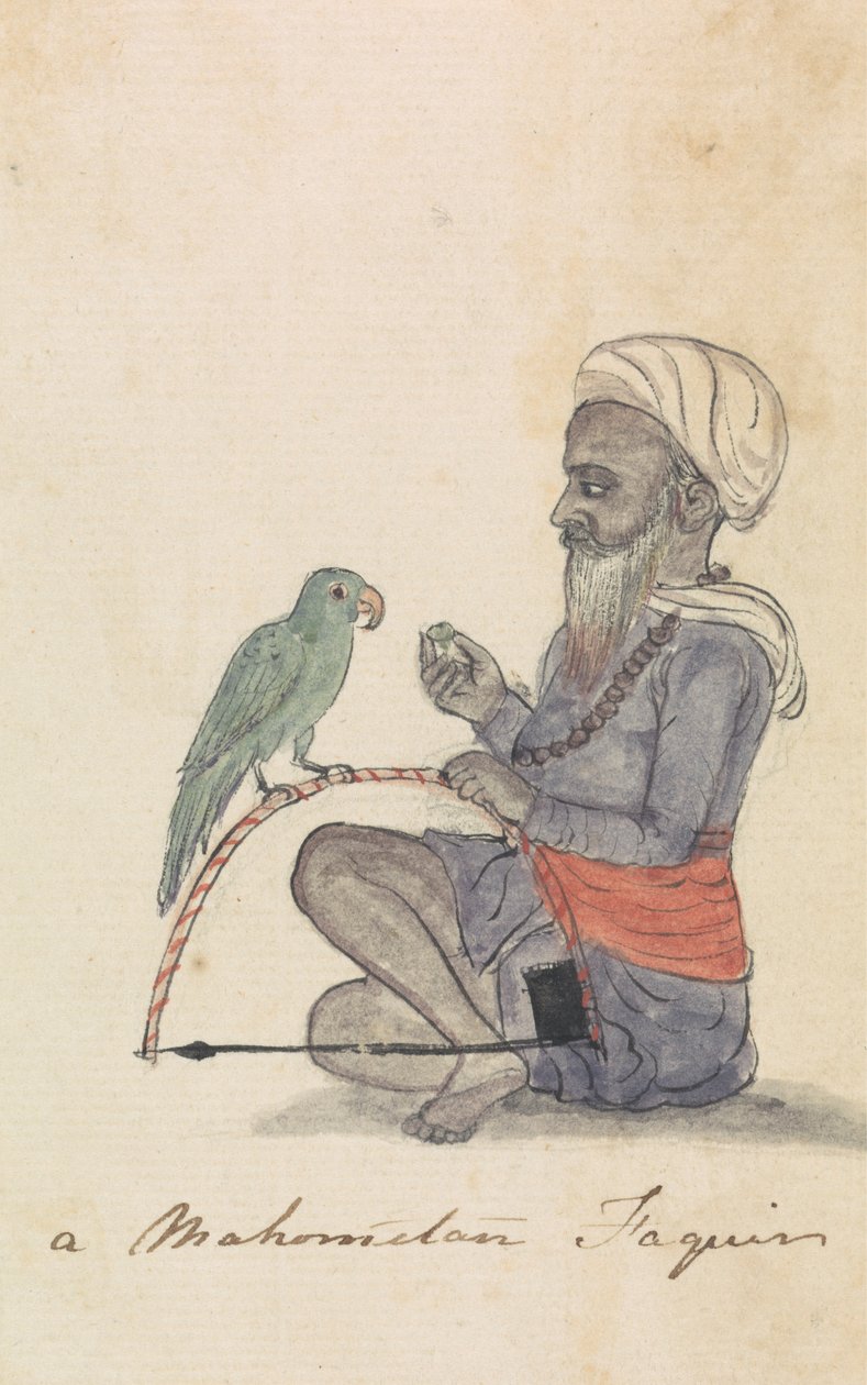 En muhametaner med sin papegøje af Gangaram Chintaman Tambat