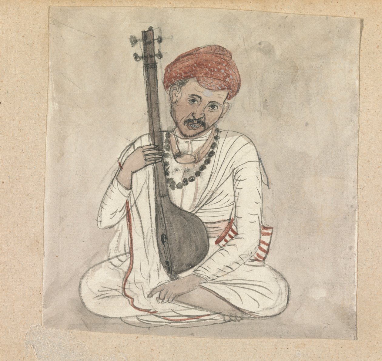 Mand med et strengeinstrument af Gangaram Chintaman Tambat