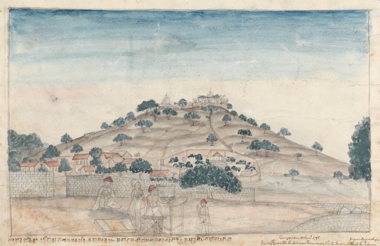 Udsigt over Parbati, en bakke nær Poona besat af templer, der frekventeres af Peshwa af Gangaram Chintaman Tambat