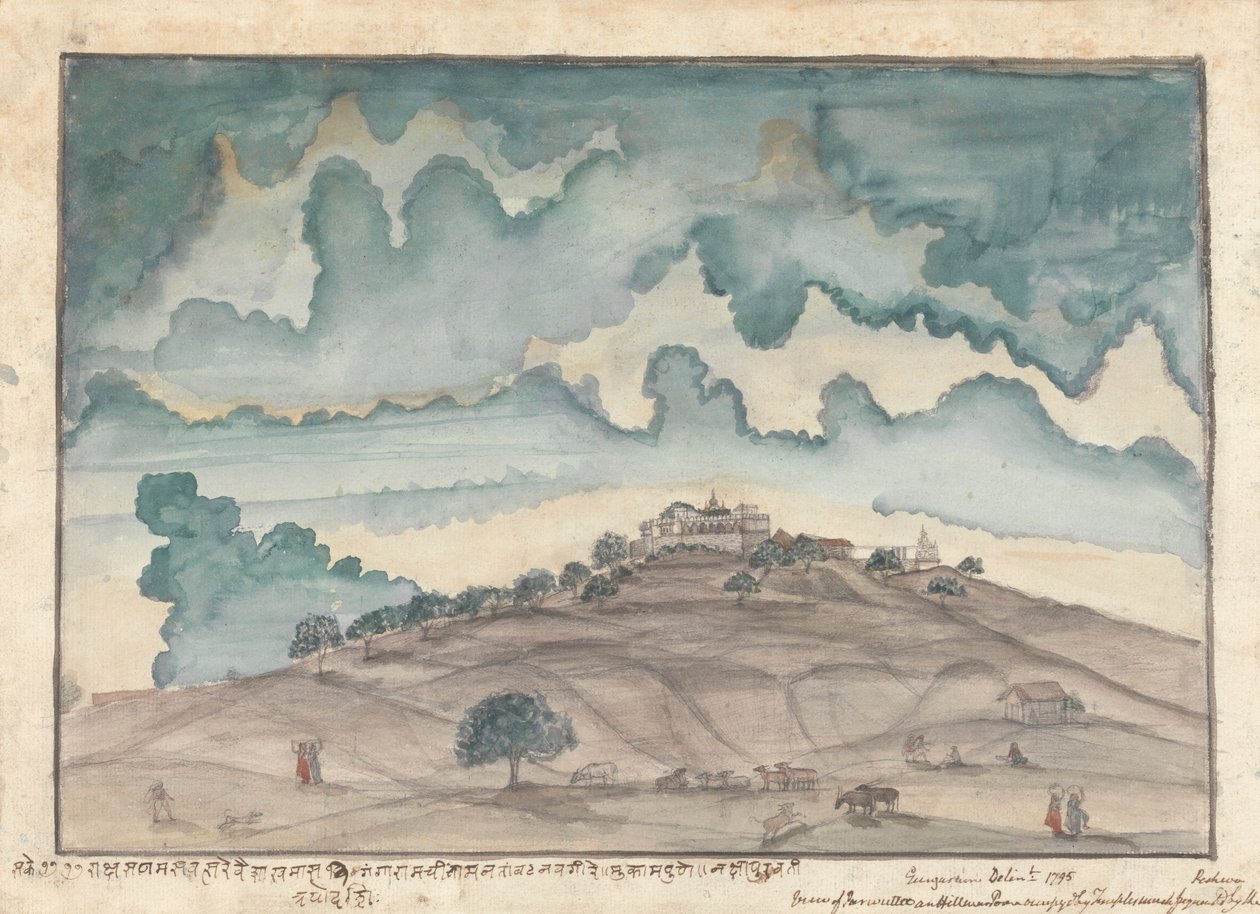 Udsigt over Parbati, en bakke nær Poona besat af templer, der frekventeres af Peshwa af Gangaram Chintaman Tambat