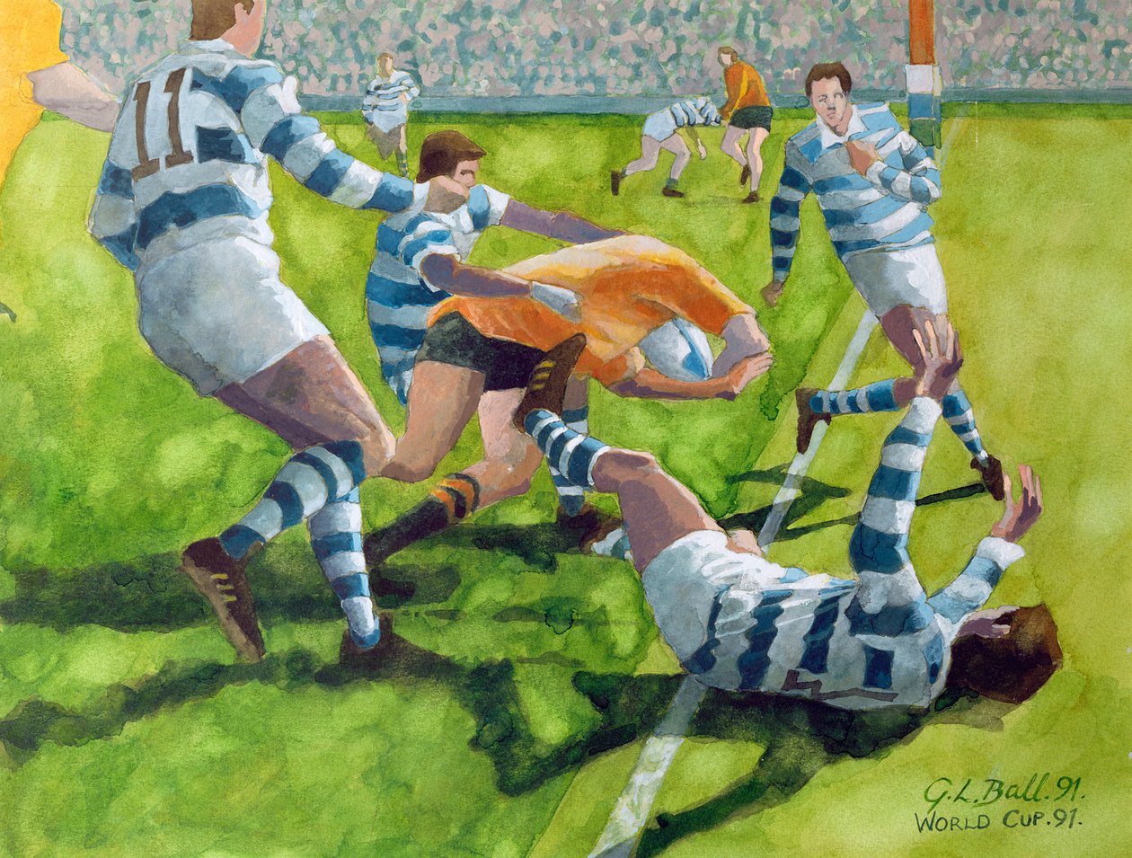 Rugbykamp: Australien mod Argentina i World Cup, 1991 (wc) af Gareth Lloyd Ball