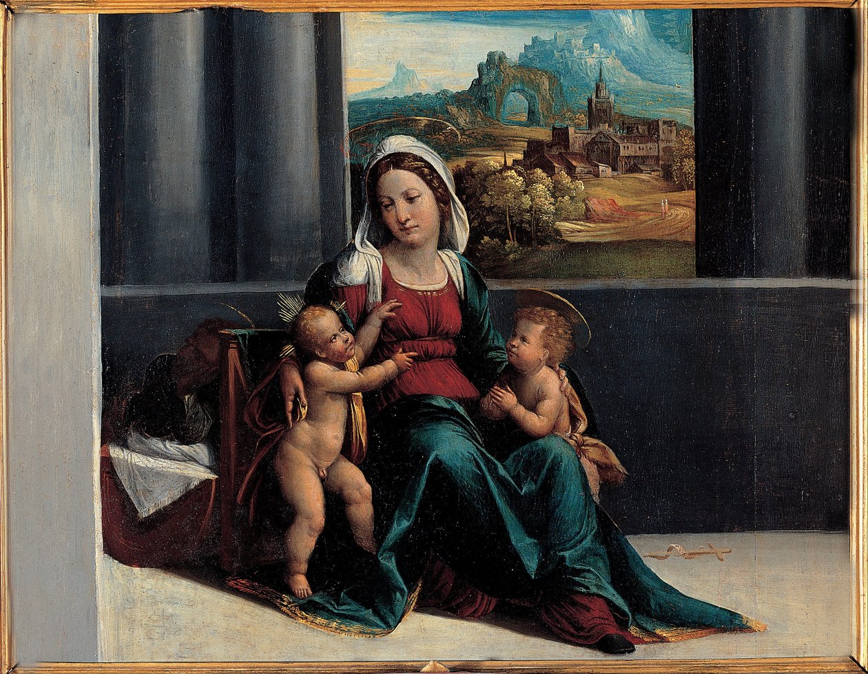 Madonna med barnet og St. John af Garofalos workshop