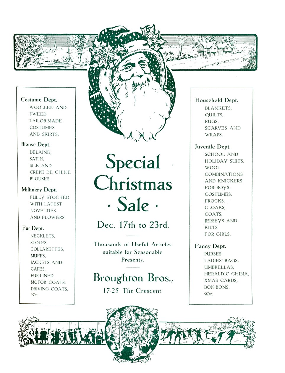 Annonce for Broughton Bros. - Special Christmas Sale, 1917 af Garratt and Atkinson