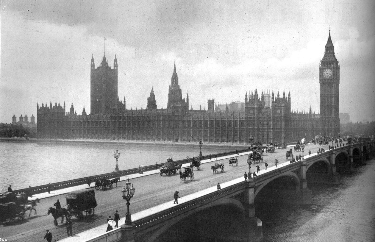 Houses of Parliament og Westminster Bridge, 1919 af Garratt and Atkinson