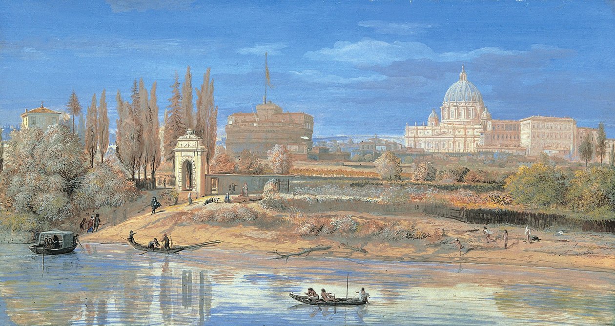 Udsigt over Castel SantAngelo og Vatikanet set fra Prati di Castello af Gaspar van Wittel