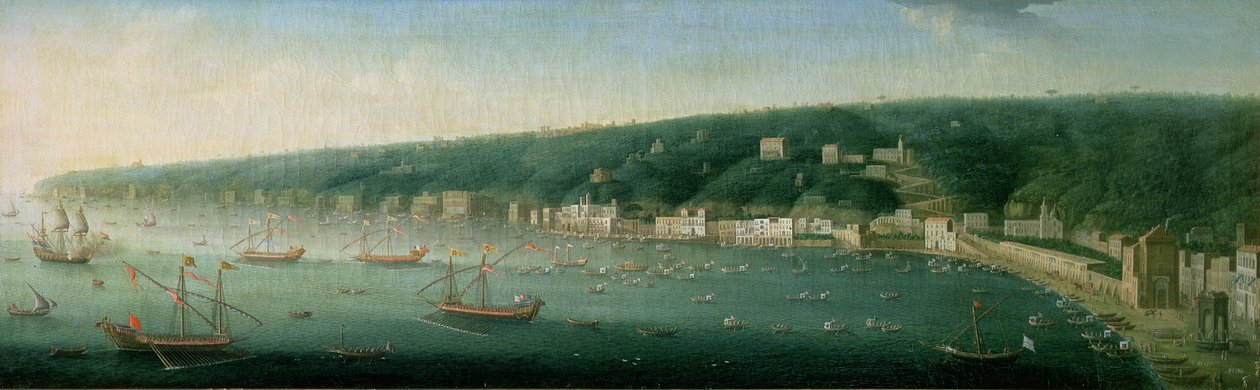 Udsigt over Napoli fra øst, 1730 af Gaspar Butler
