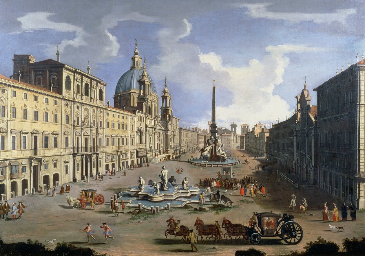 Udsigt over Piazza Navona i Rom af Gaspar van Wittel