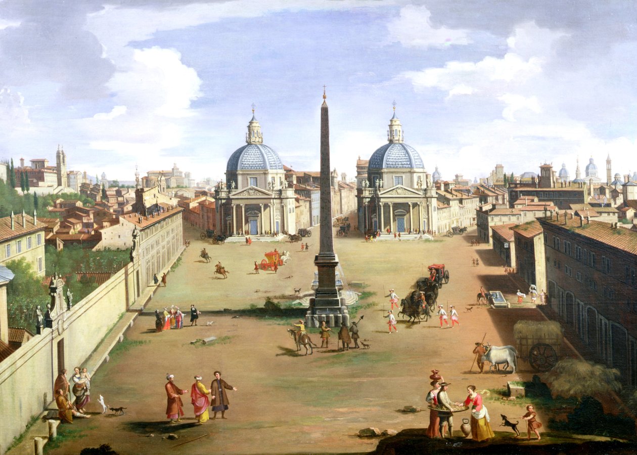 Udsigt over Piazza del Popolo i Rom af Gaspar van Wittel