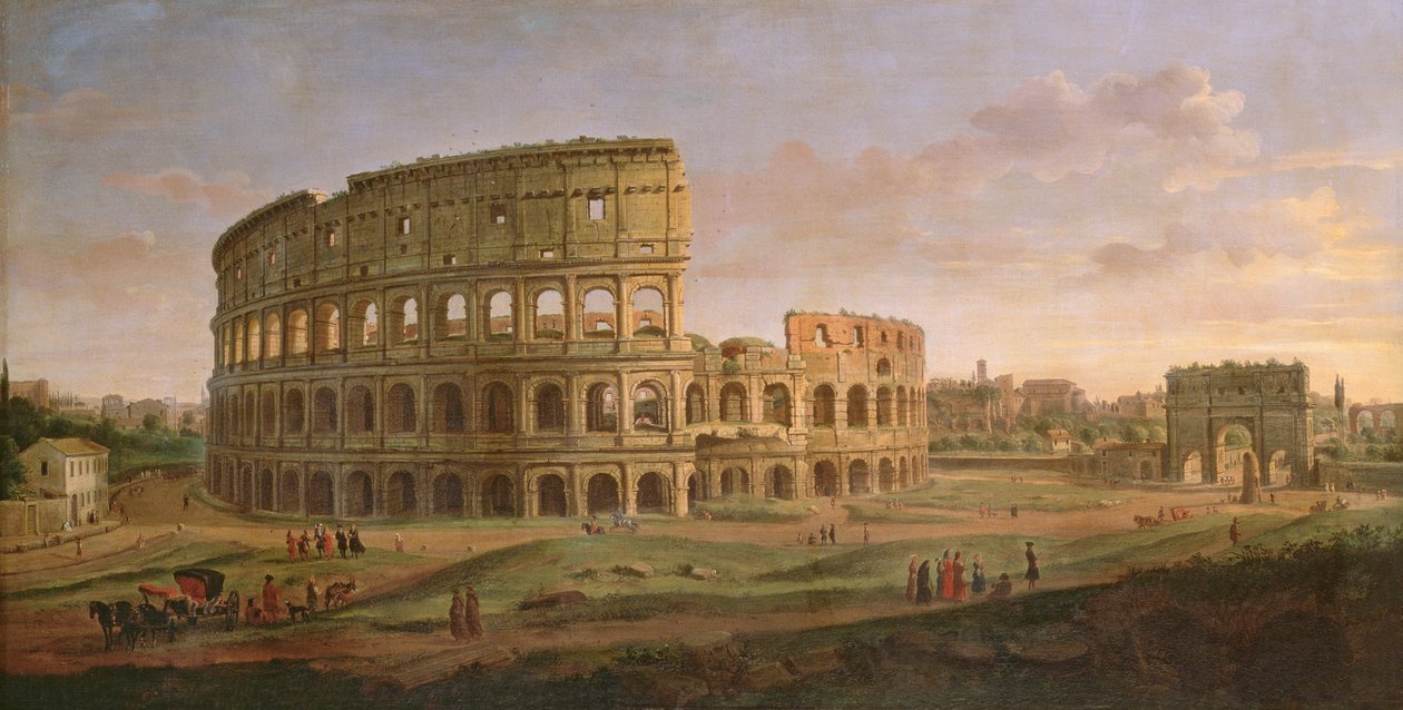 Udsigt over Colosseum med Konstantins bue, ca. 1716 af Gaspar van Wittel