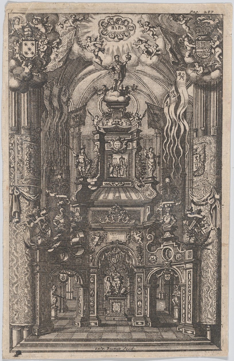 Catafalque for Ferdinand, fra en uidentificeret bog, ca. 1660-95. af Gaspar Bouttats
