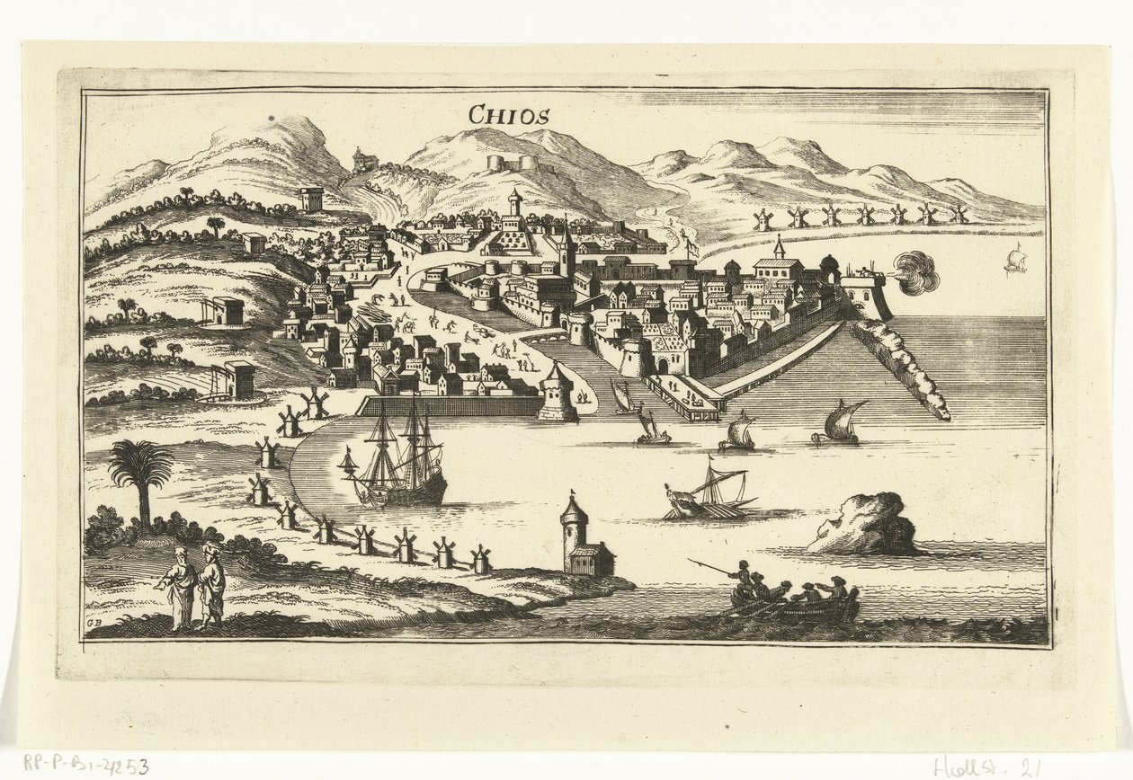 Udsigt over Chios Topografiske billeder af havne, byer og øer i Middelhavet (serietitel) af Gaspar Bouttats