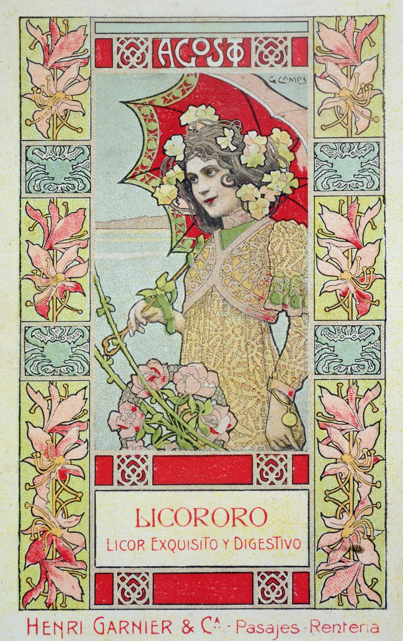 august, fra en kalender for Henri Garnier & Co. af Gaspar Camps Junyent
